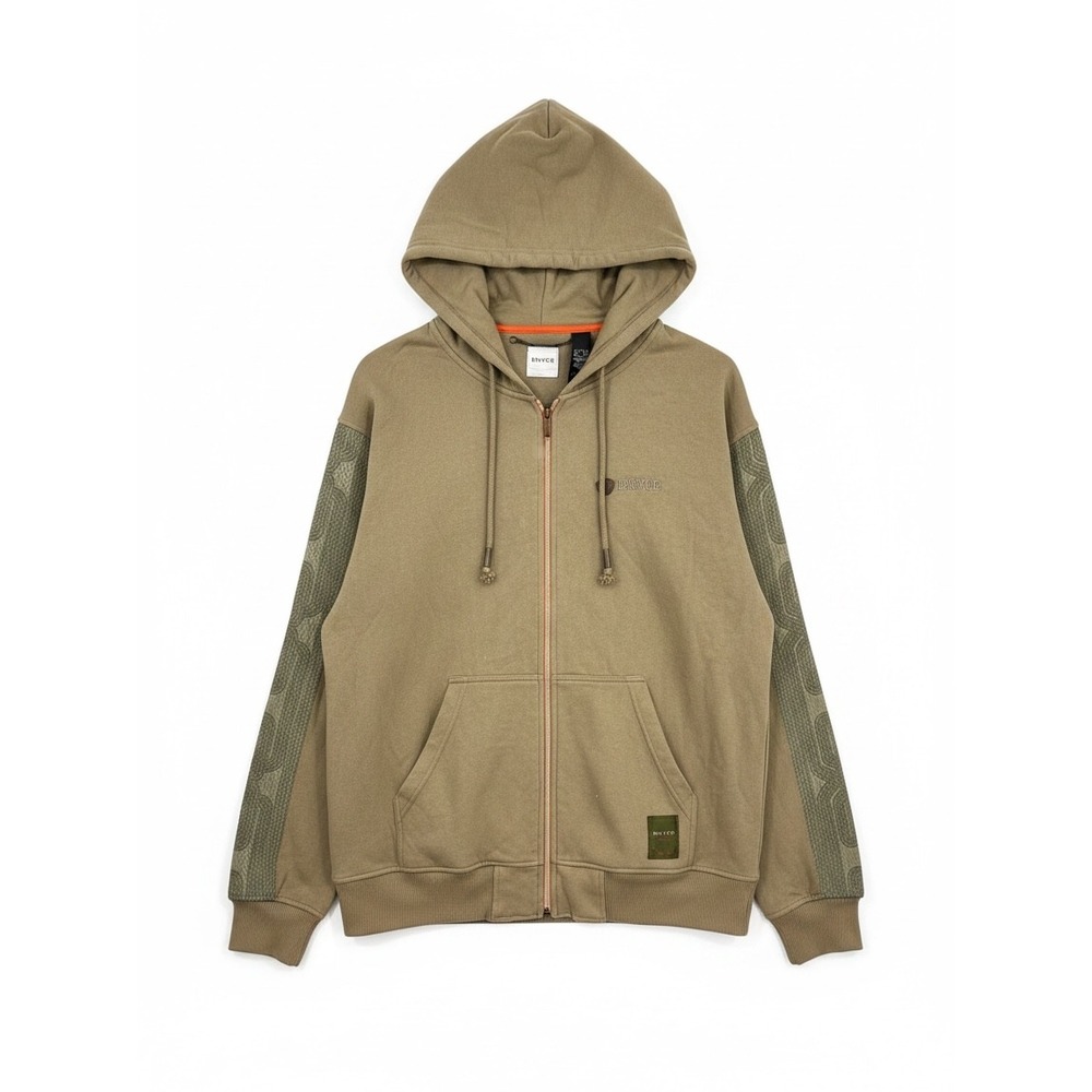Enyce Zip Up Hoodie Mens XXL Graphic Sleeve Logo Khaki Brown Streetwear